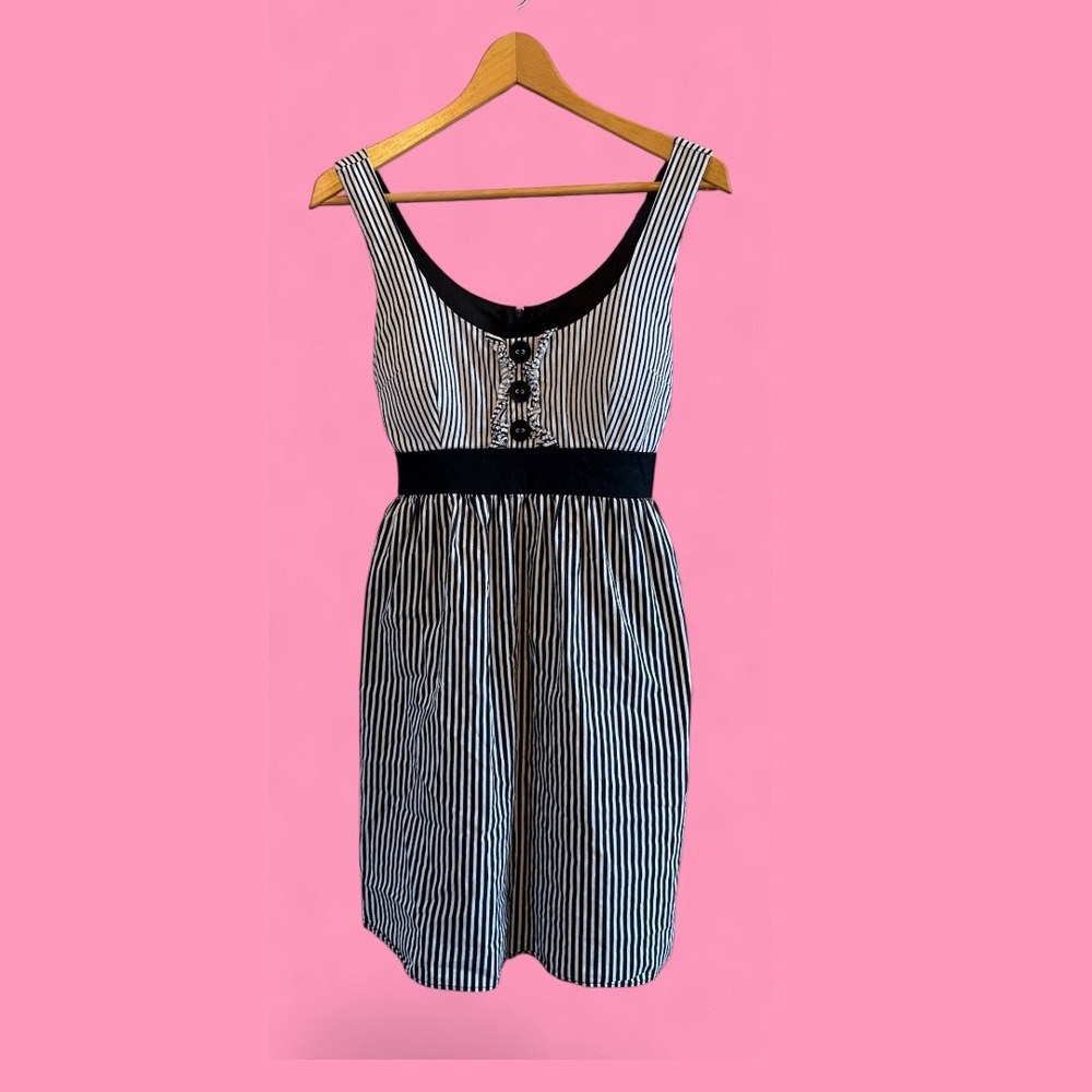 City Triangles‎ Juniors 11 Striped Sleeveless Black and White Lined Dress Y2K